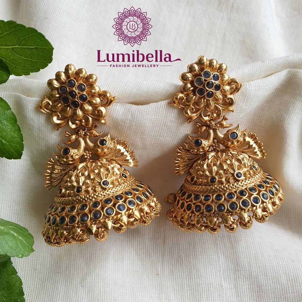 Premium Bridal Peacock Jhumka Earring Antique Collections ER3557